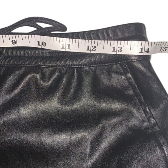 A New Day Black Faux Leather Joggers Size S Elastic Waist & Cuffs With Side Pock - Picture 9 of 11